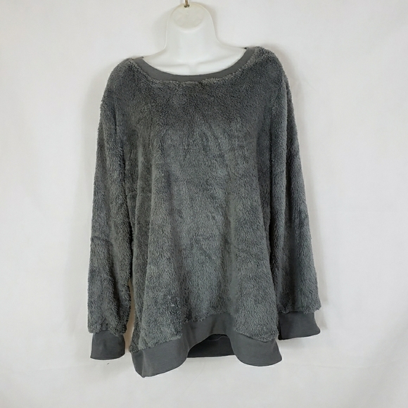 Gray sherpa long sleeve fleece Sweatshirt xlarge - Picture 6 of 6